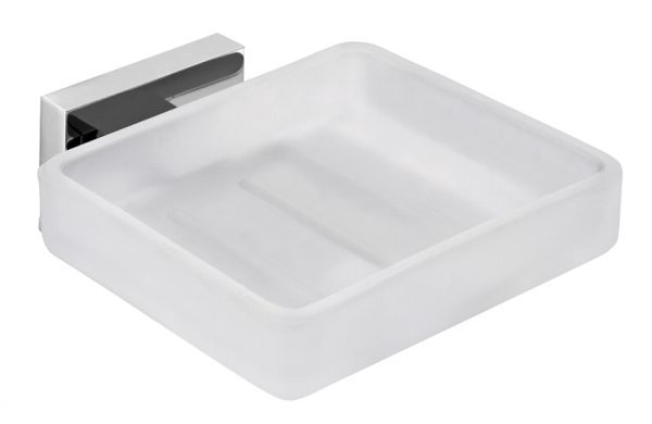 LEVEL FROSTED GLASS SOAP DISH AND HOLDER LEV-182-CP